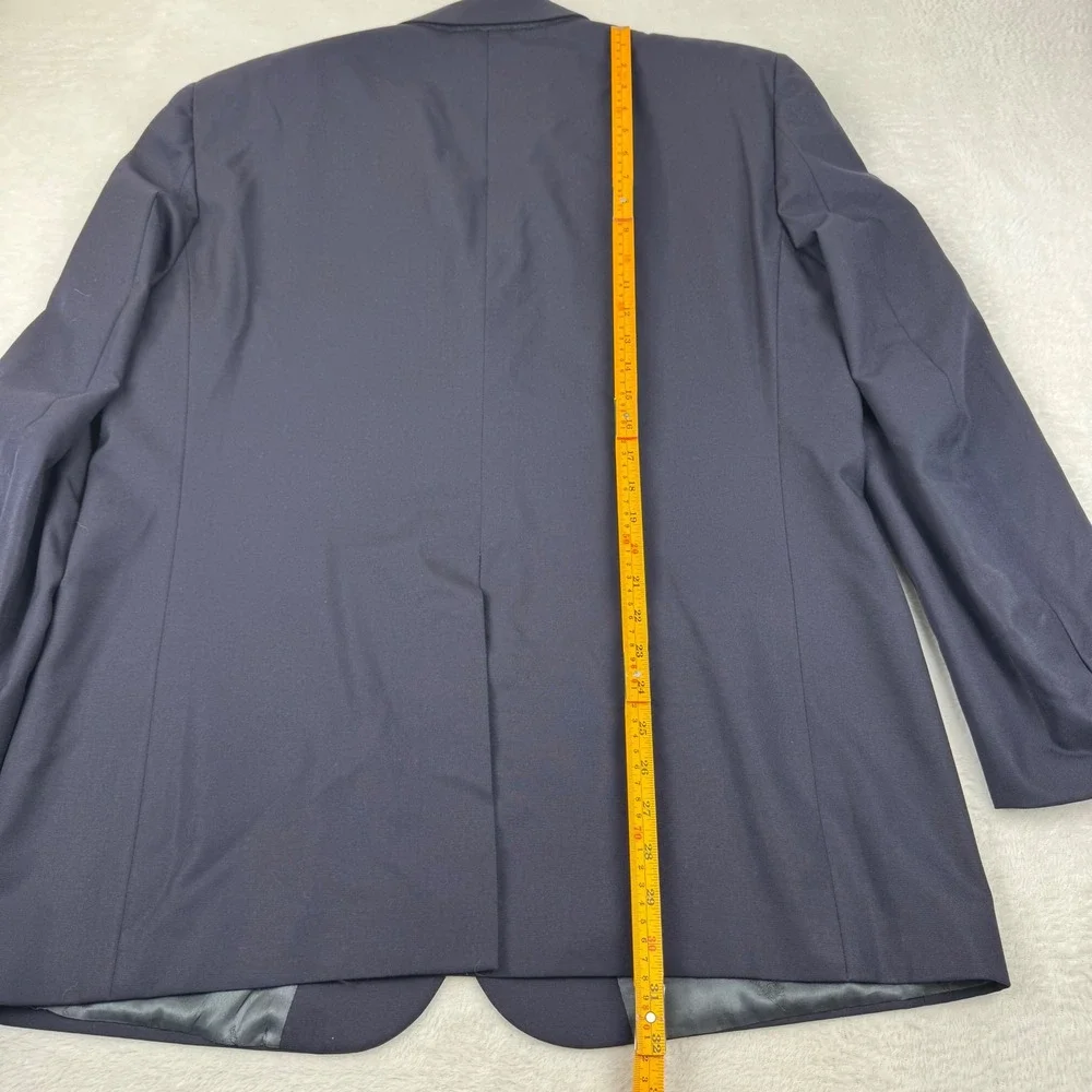 Burberrys Wool Blazer Mens 46 Navy Blue Gold Crest Button Vintage Sport Coat